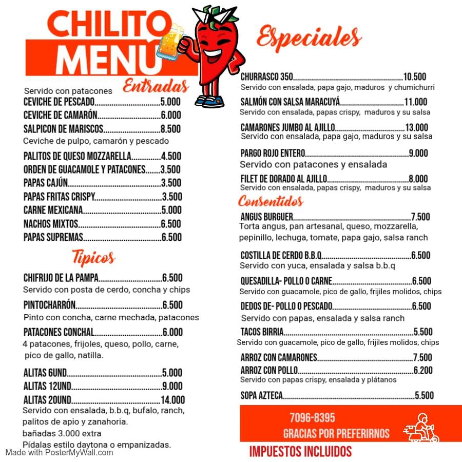Chilito меню