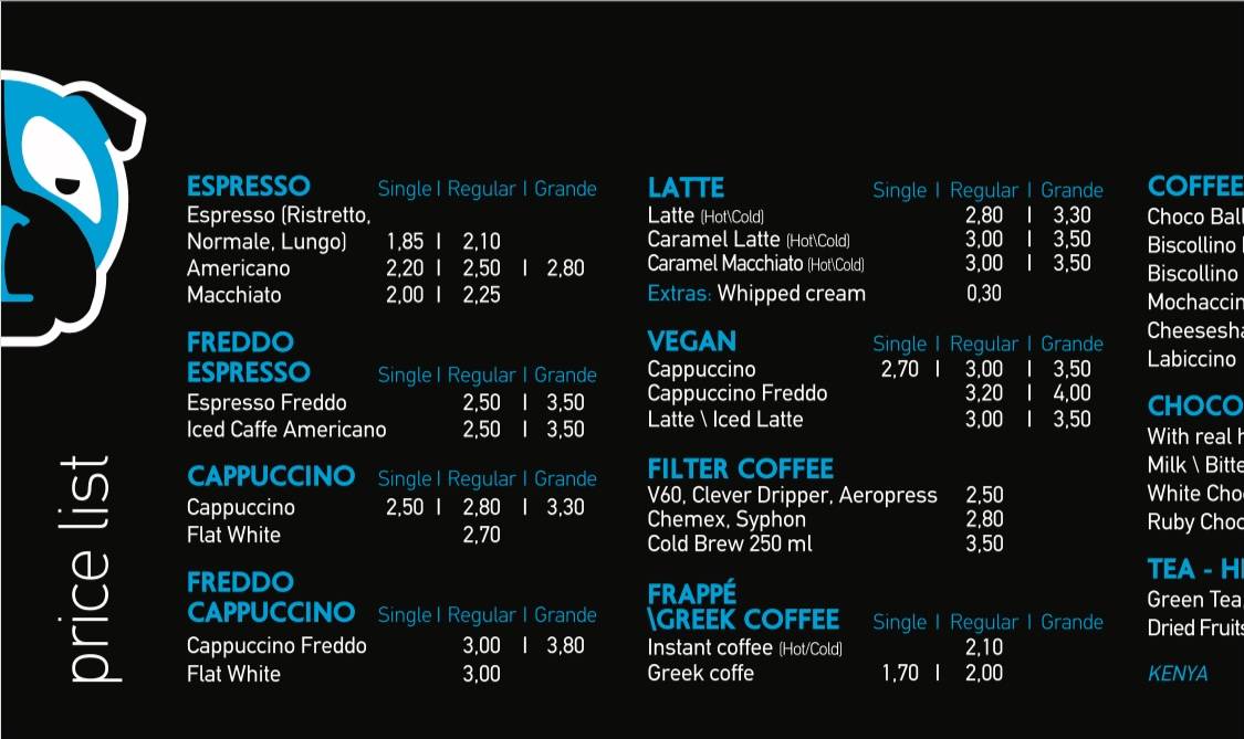 Coffee Lab, Runcorn меню