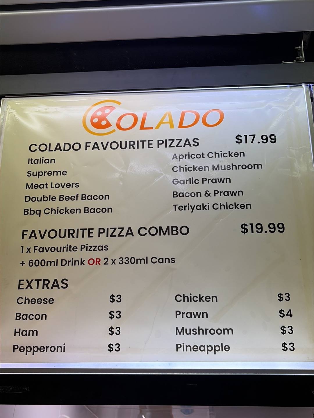 Colado Pizza меню