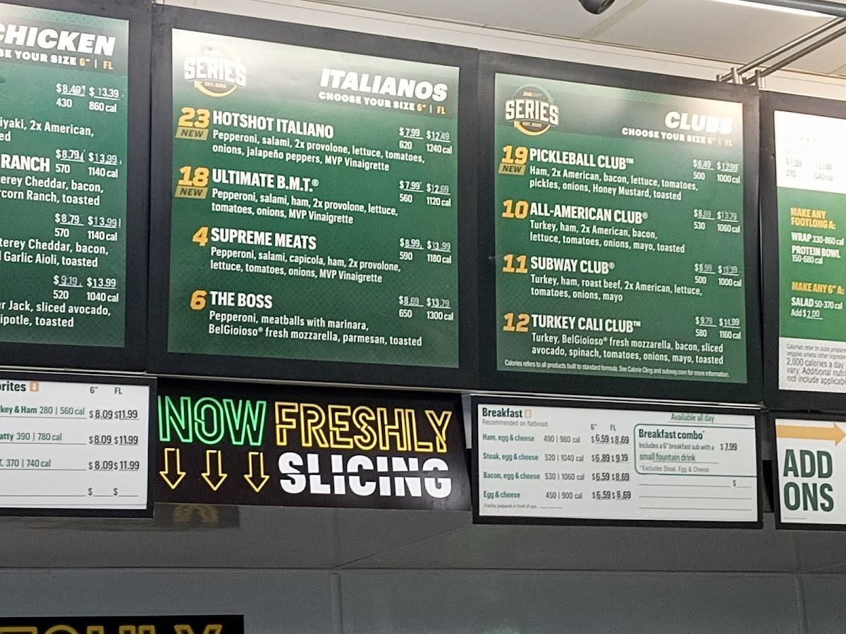 Subway меню