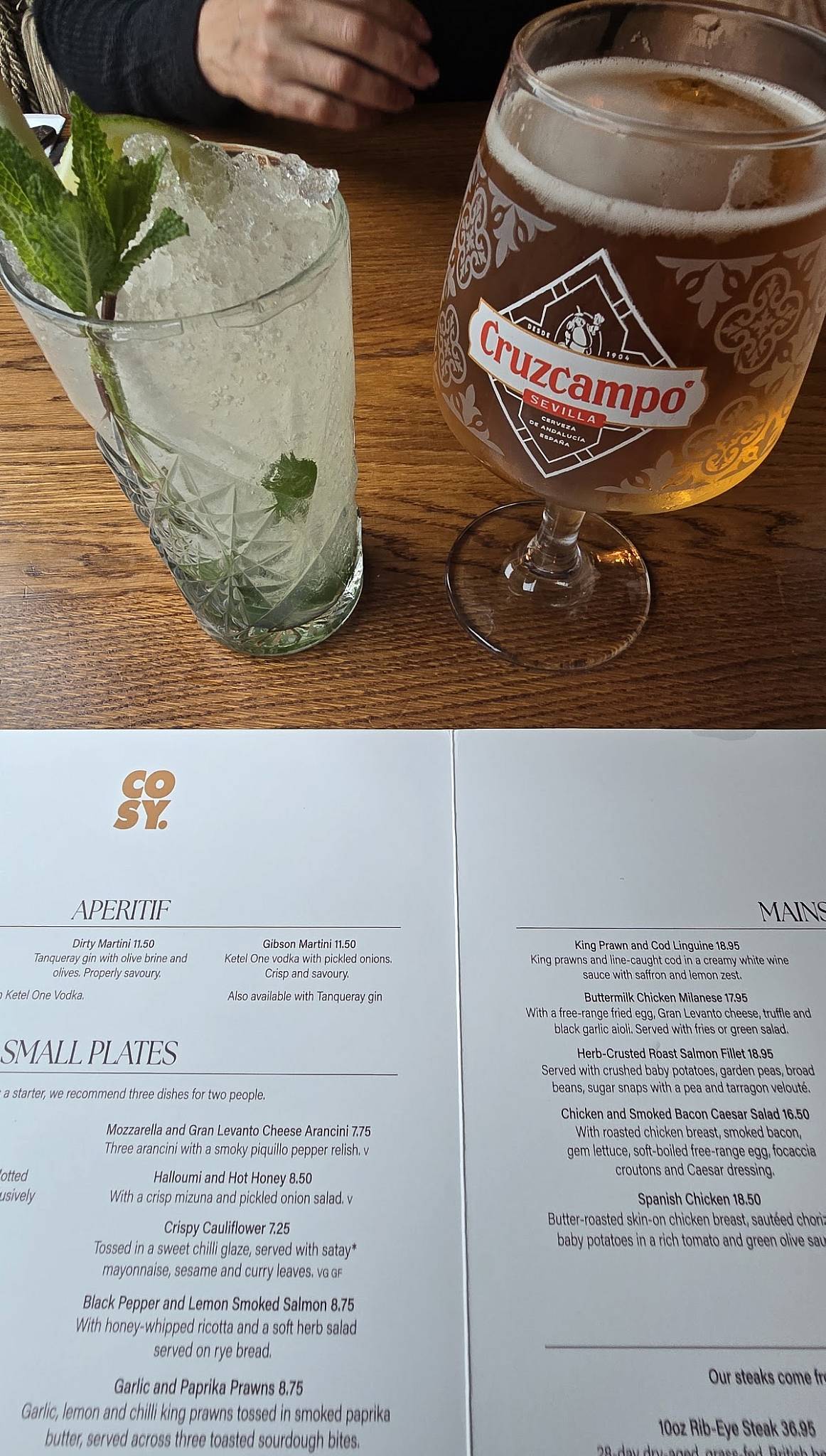 Cosy Club меню