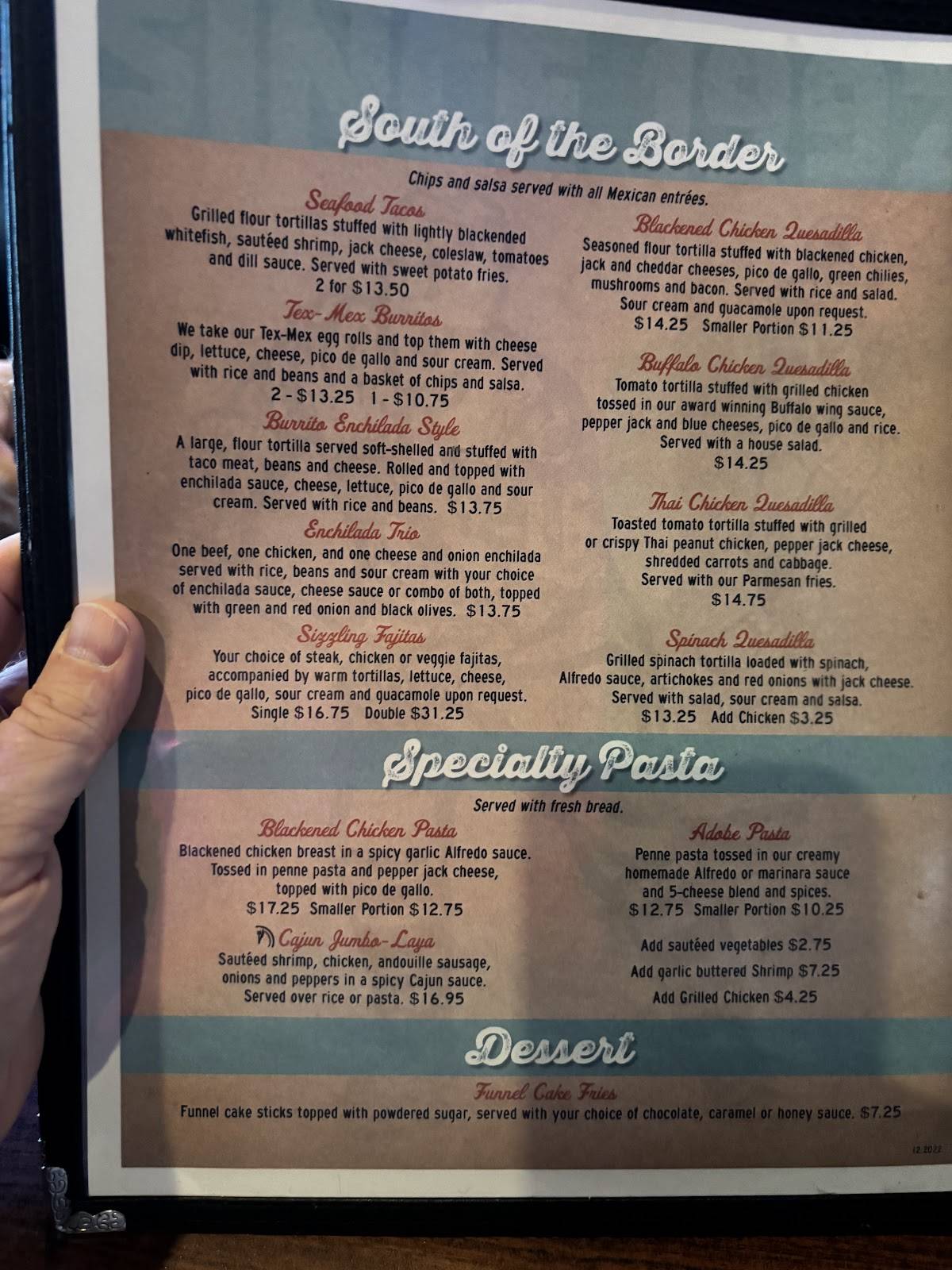 Coyote's Adobe Café меню