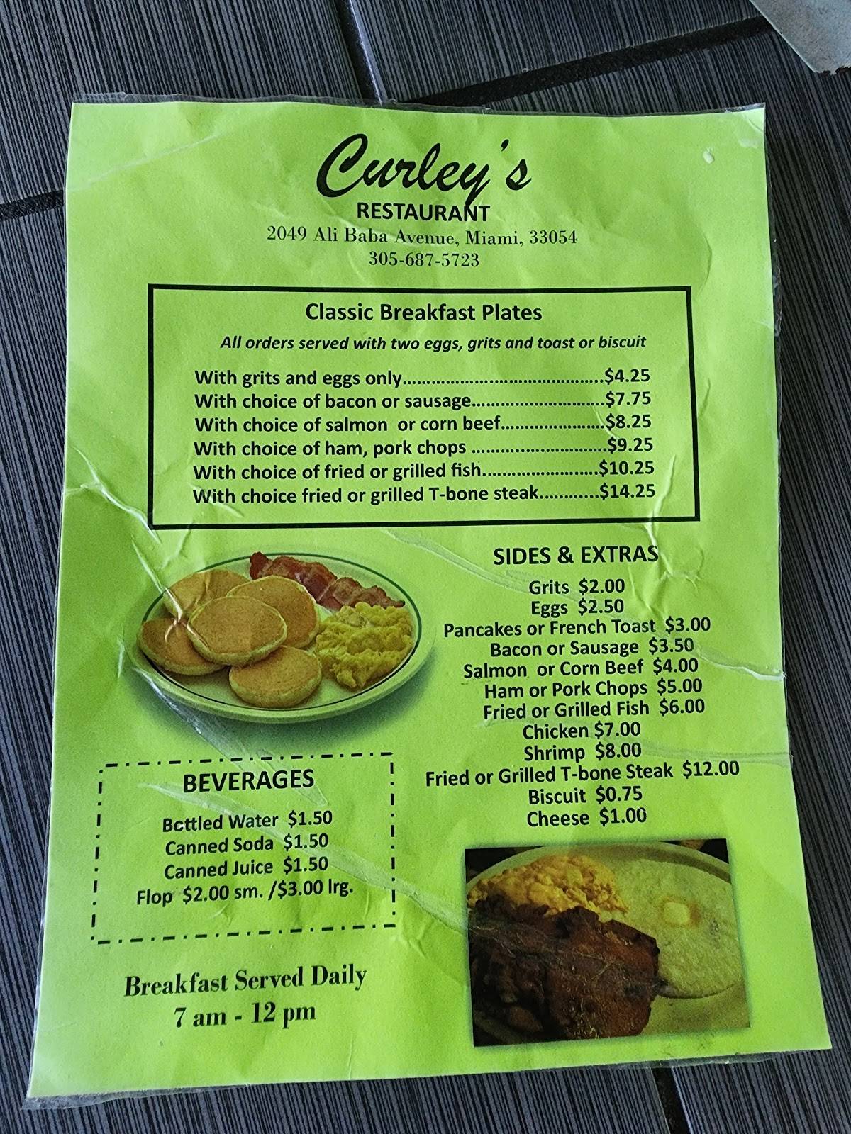 Curley's Restaurant меню
