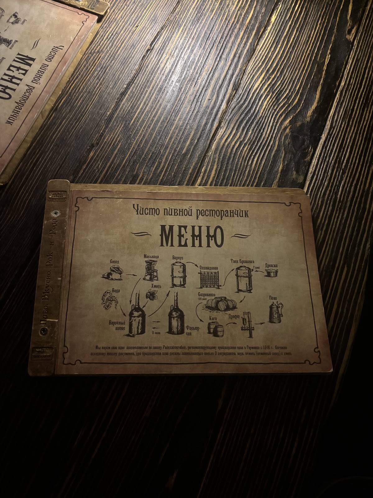 Чисто Пивной Ресторанчик меню