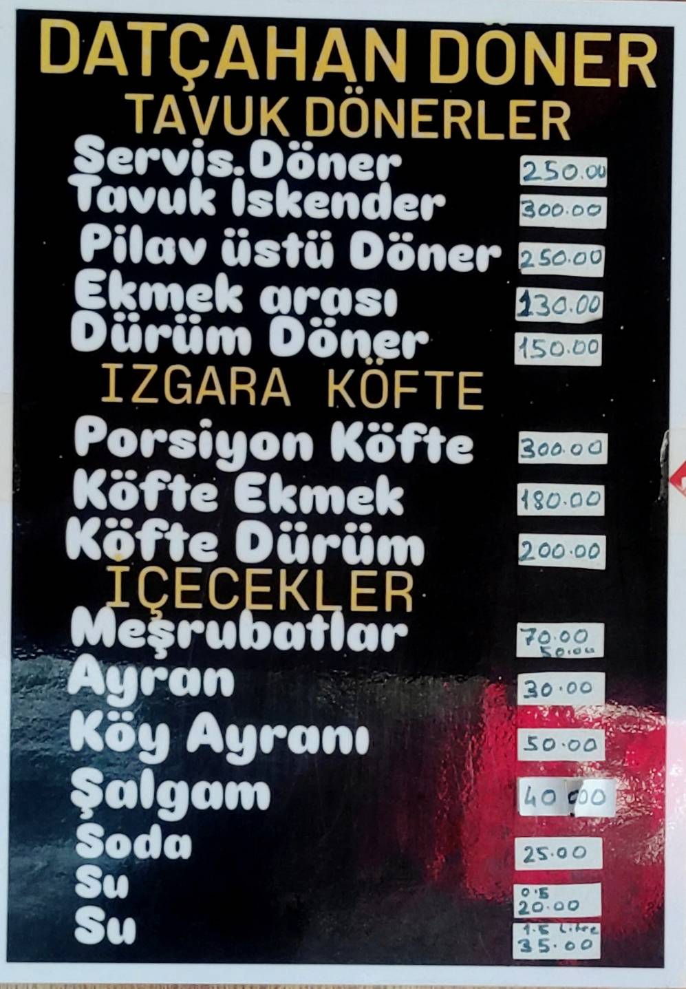 DATÇAHAN DÖNER меню