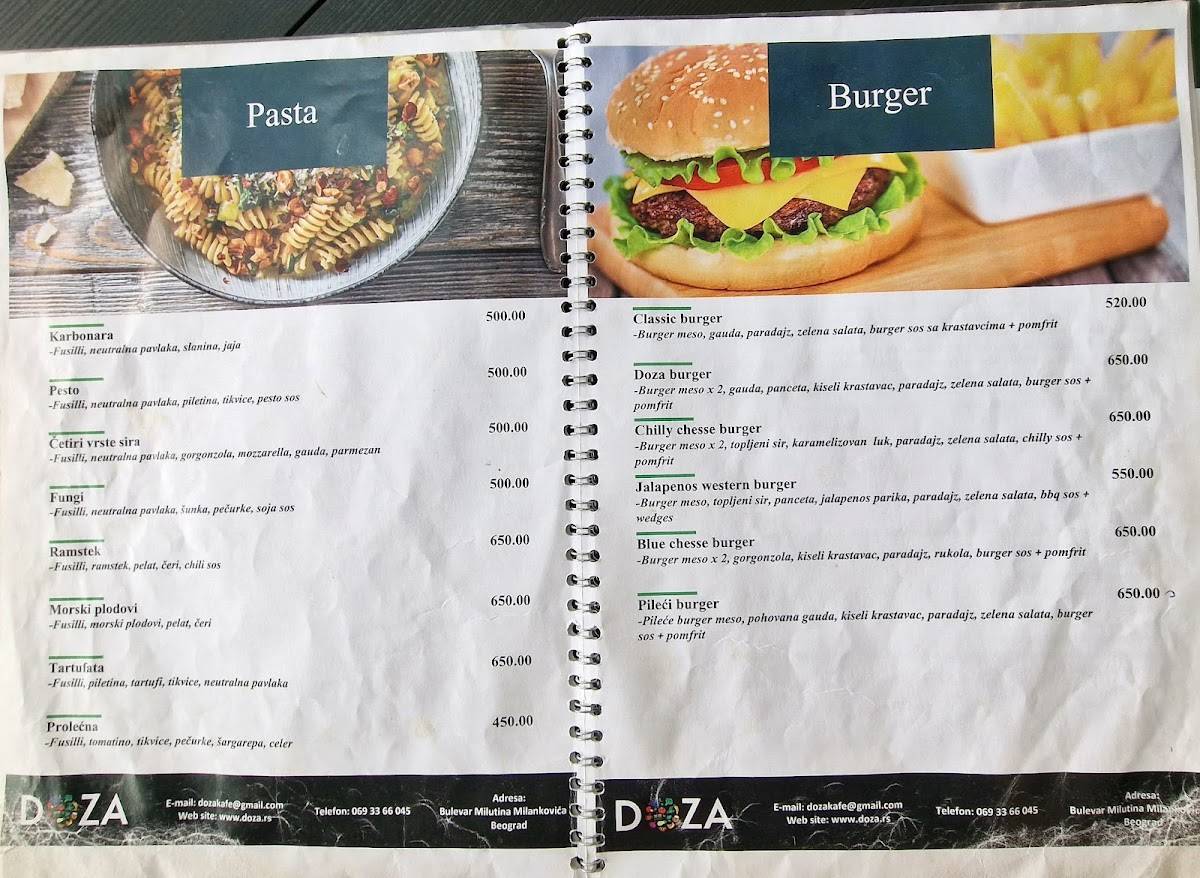 DOZA меню