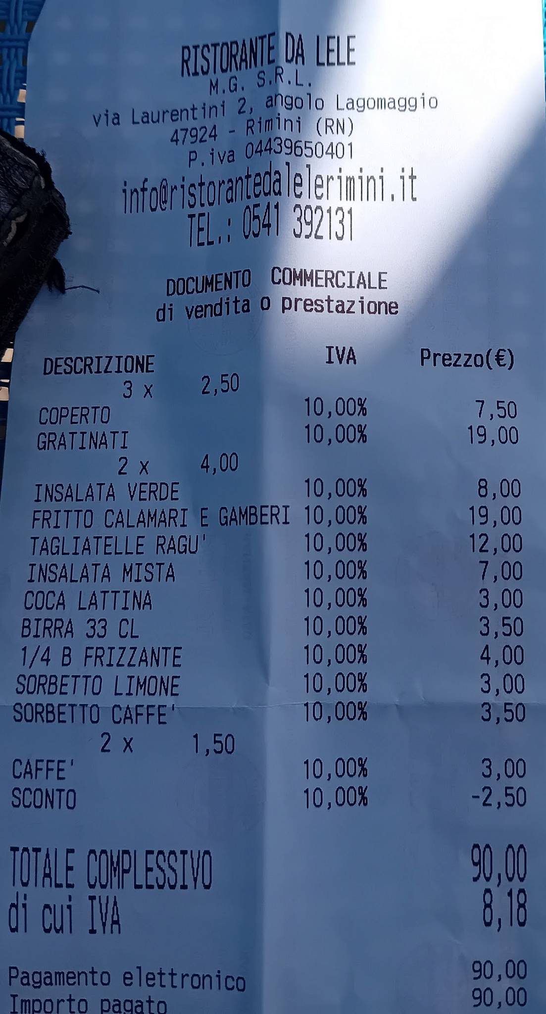 Da Lele Rimini меню