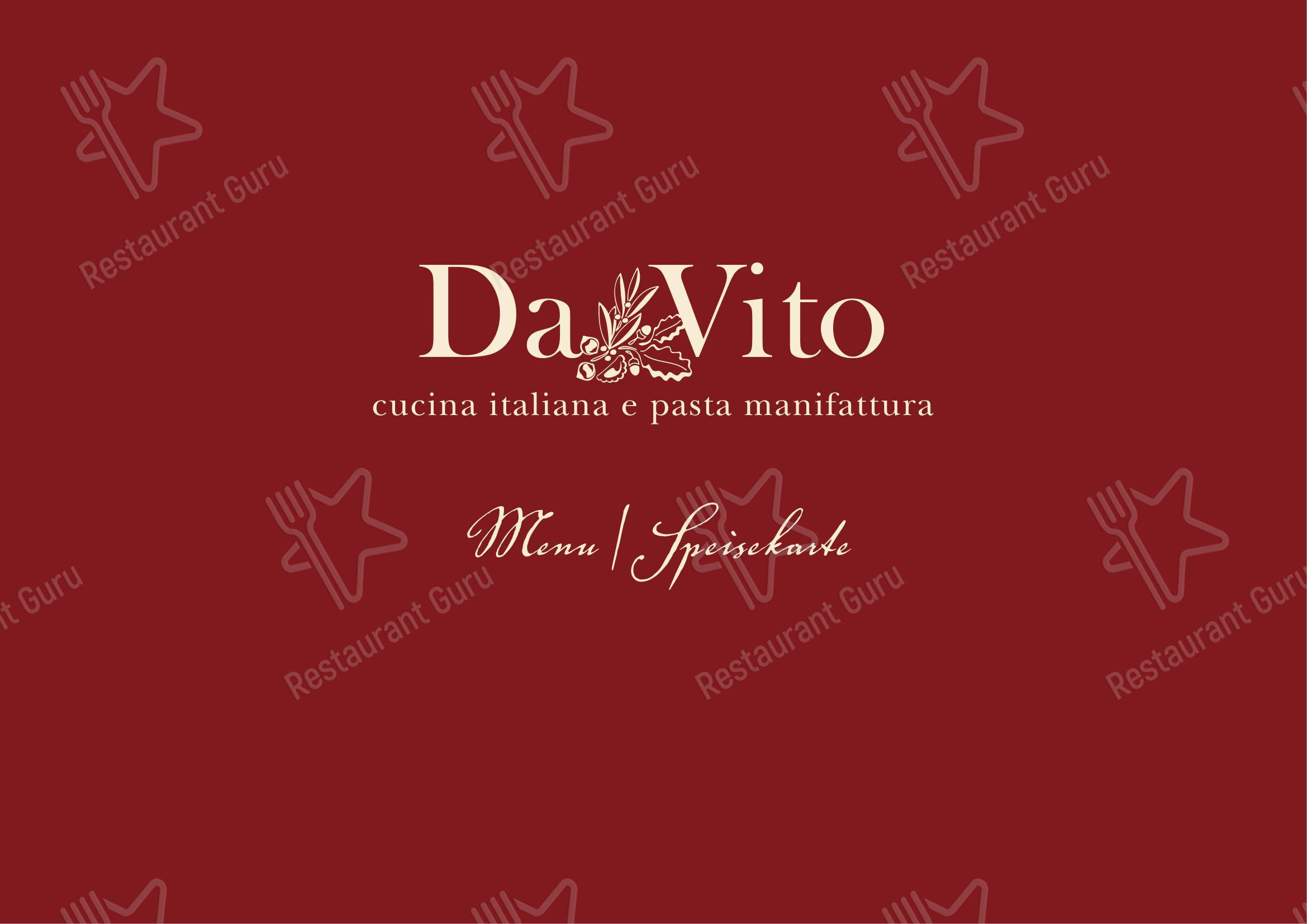 Меню напитков ресторана Da Vito