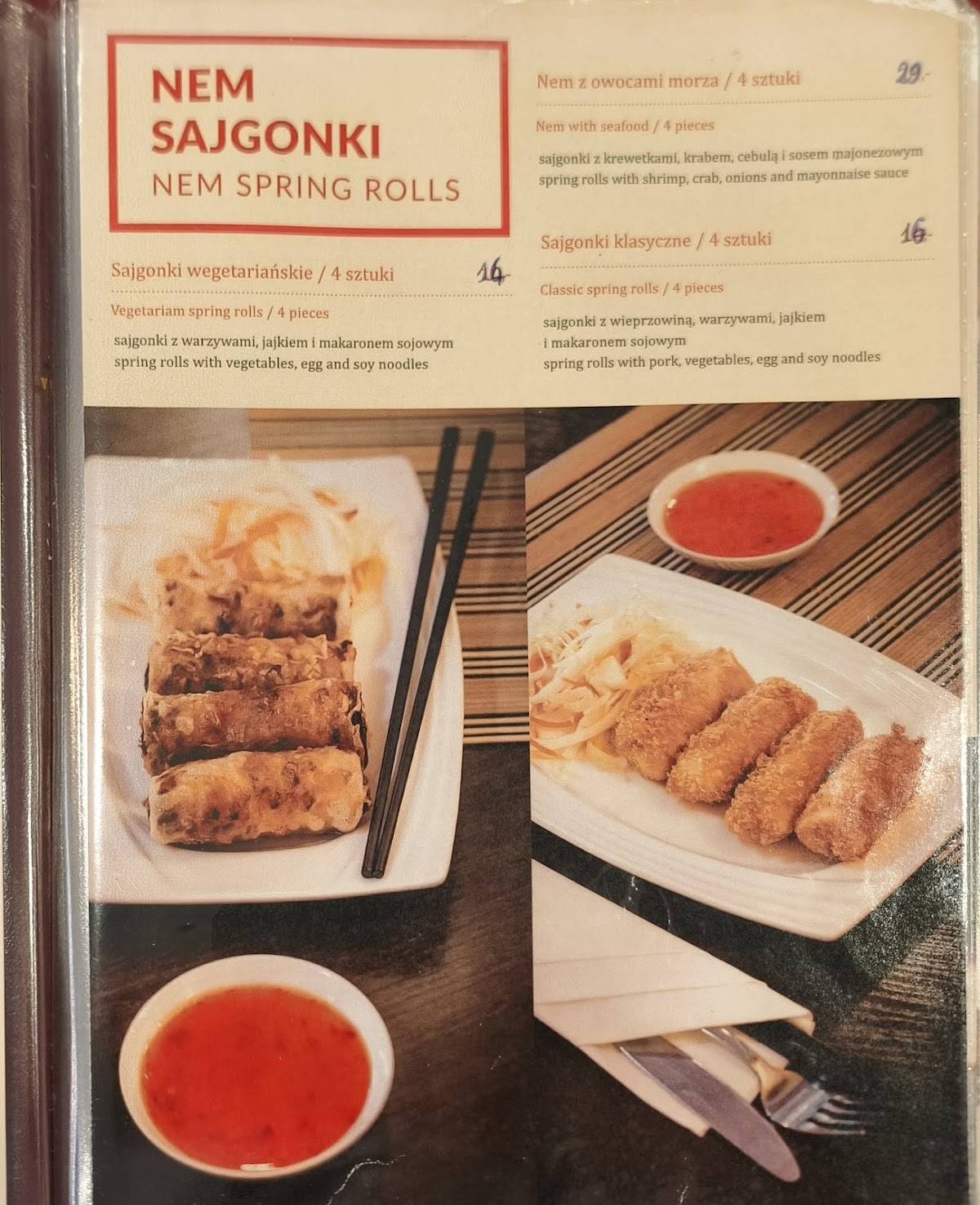 Daystar restauracja wietnamska w Warszawie меню