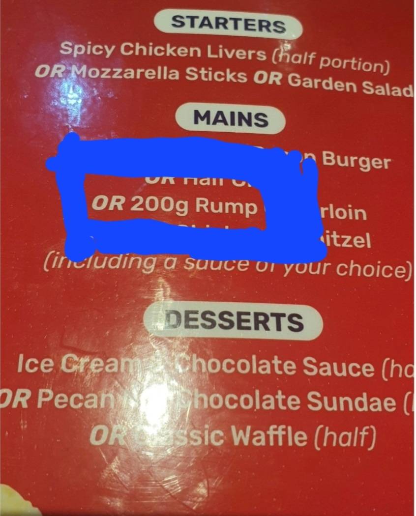 Del Rio Spur меню