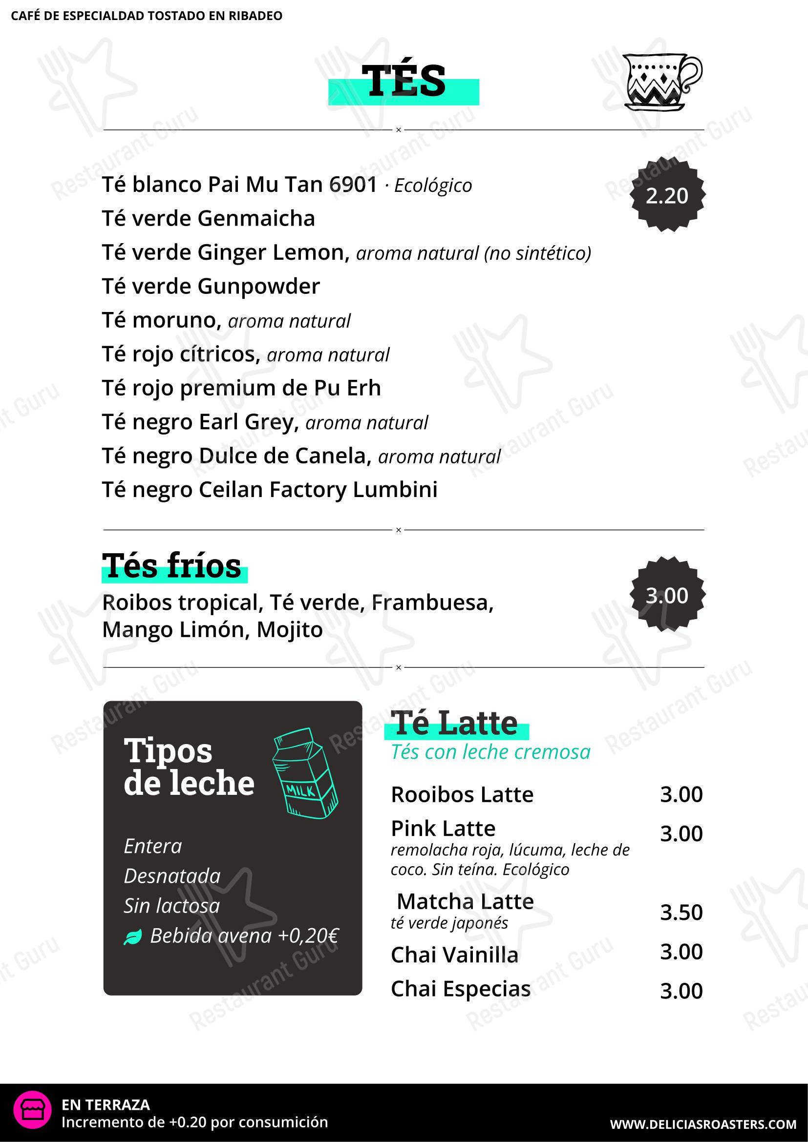 Delicias Roasters в Рибадео - Меню напитков