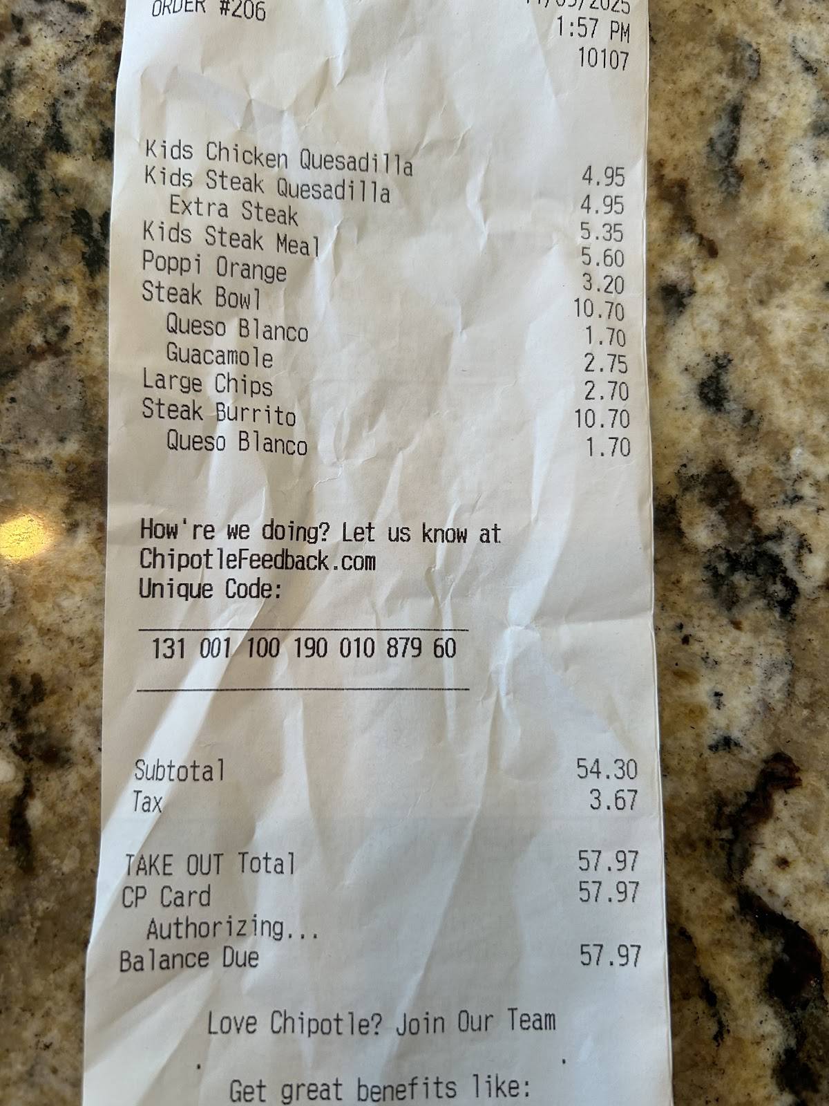 Chipotle Mexican Grill меню