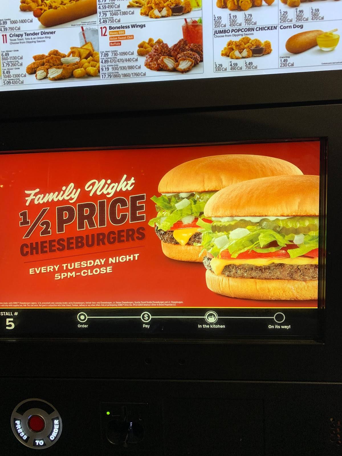 Sonic Drive-In меню