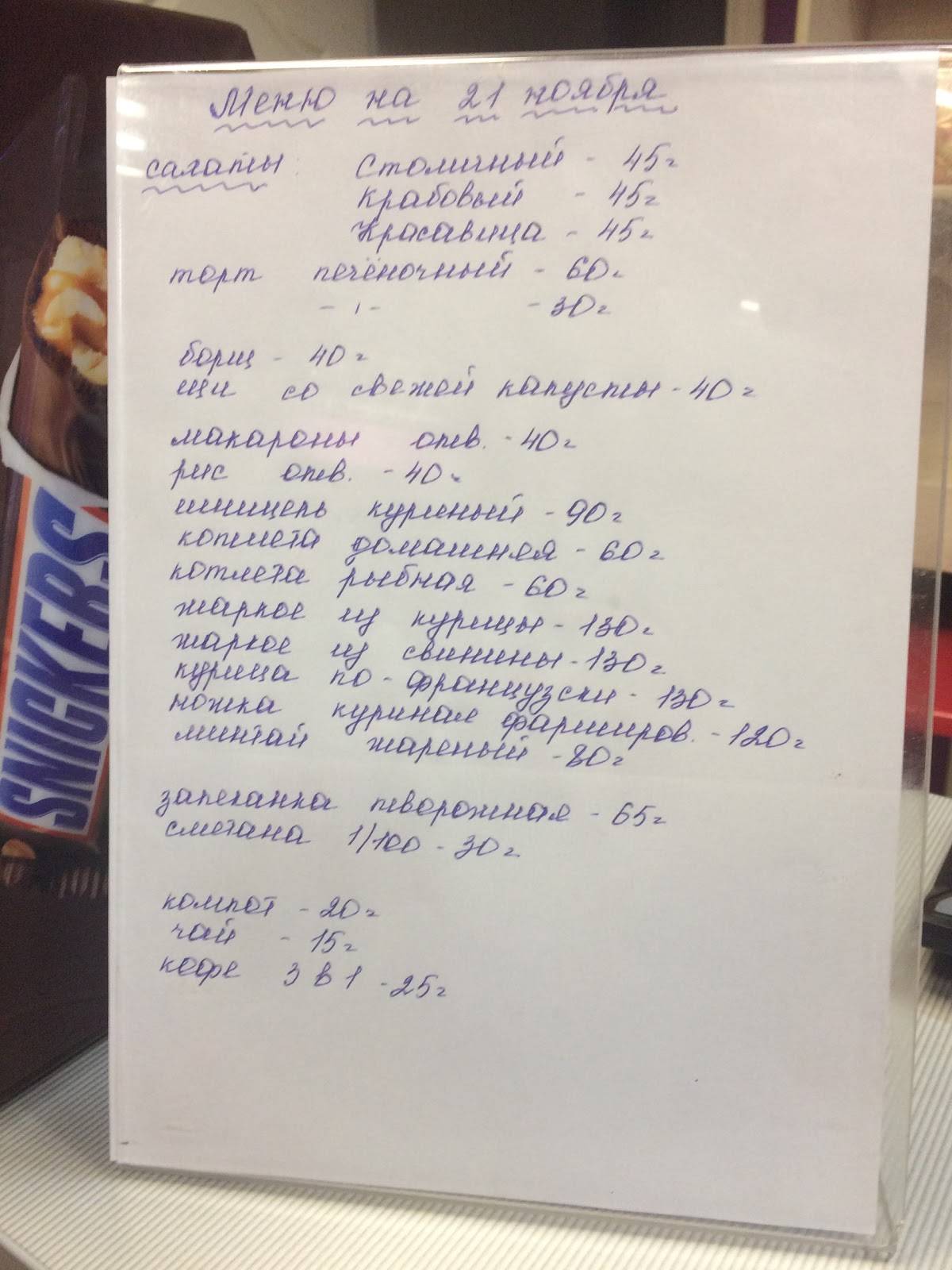Не диетическая столовая меню