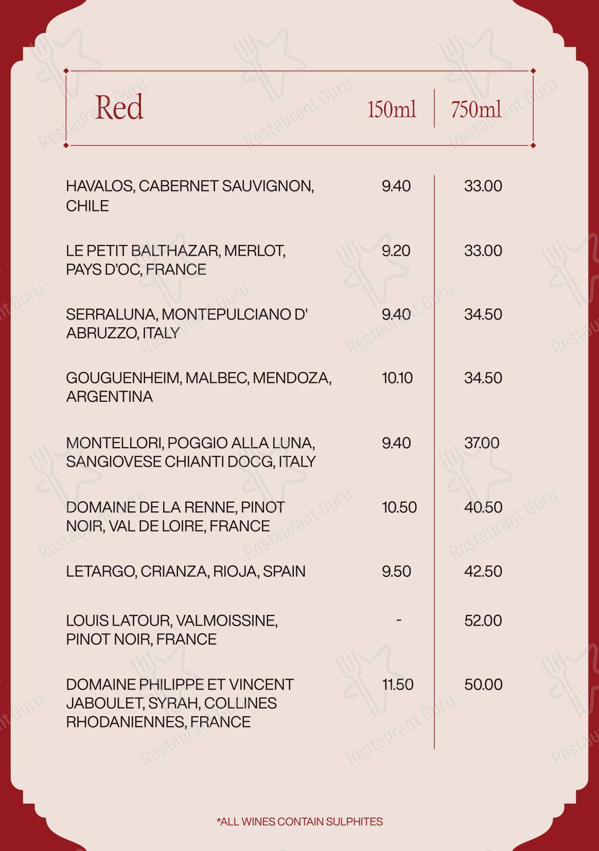 Ночное меню ресторана Doolally в Дублине