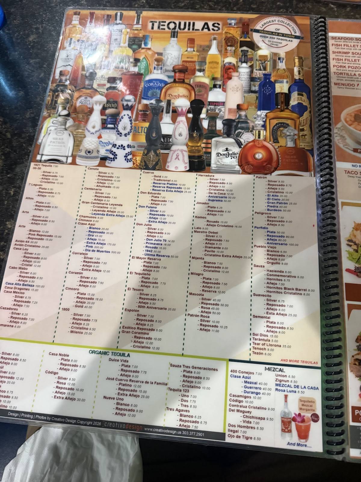 EL TEQUILEÑO Family Mexican Restaurant меню