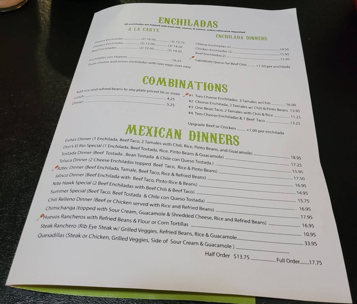 El Rio Grande Mexican Restaurant меню