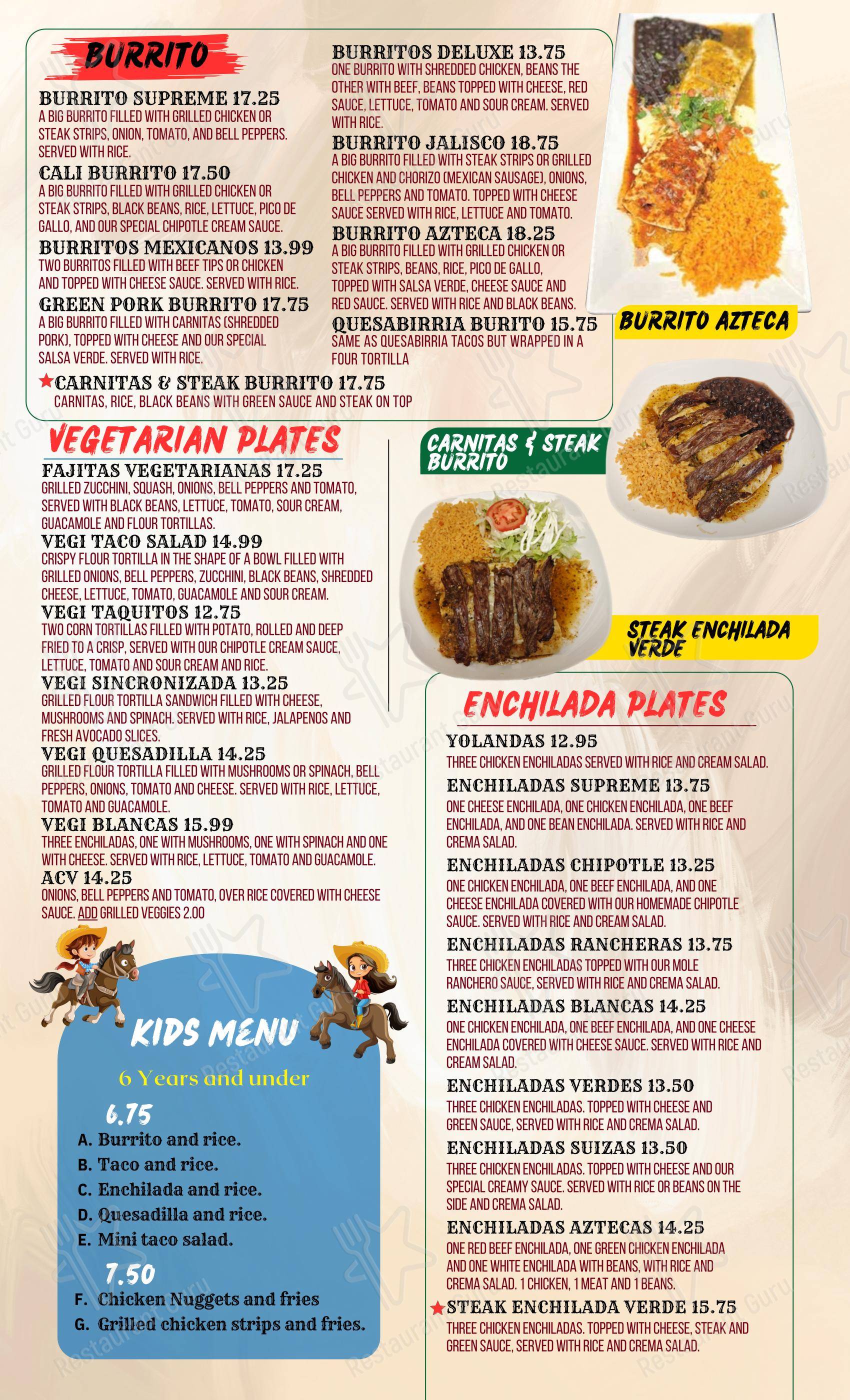 Меню ресторана El Rodeó Mexican Restaurant
