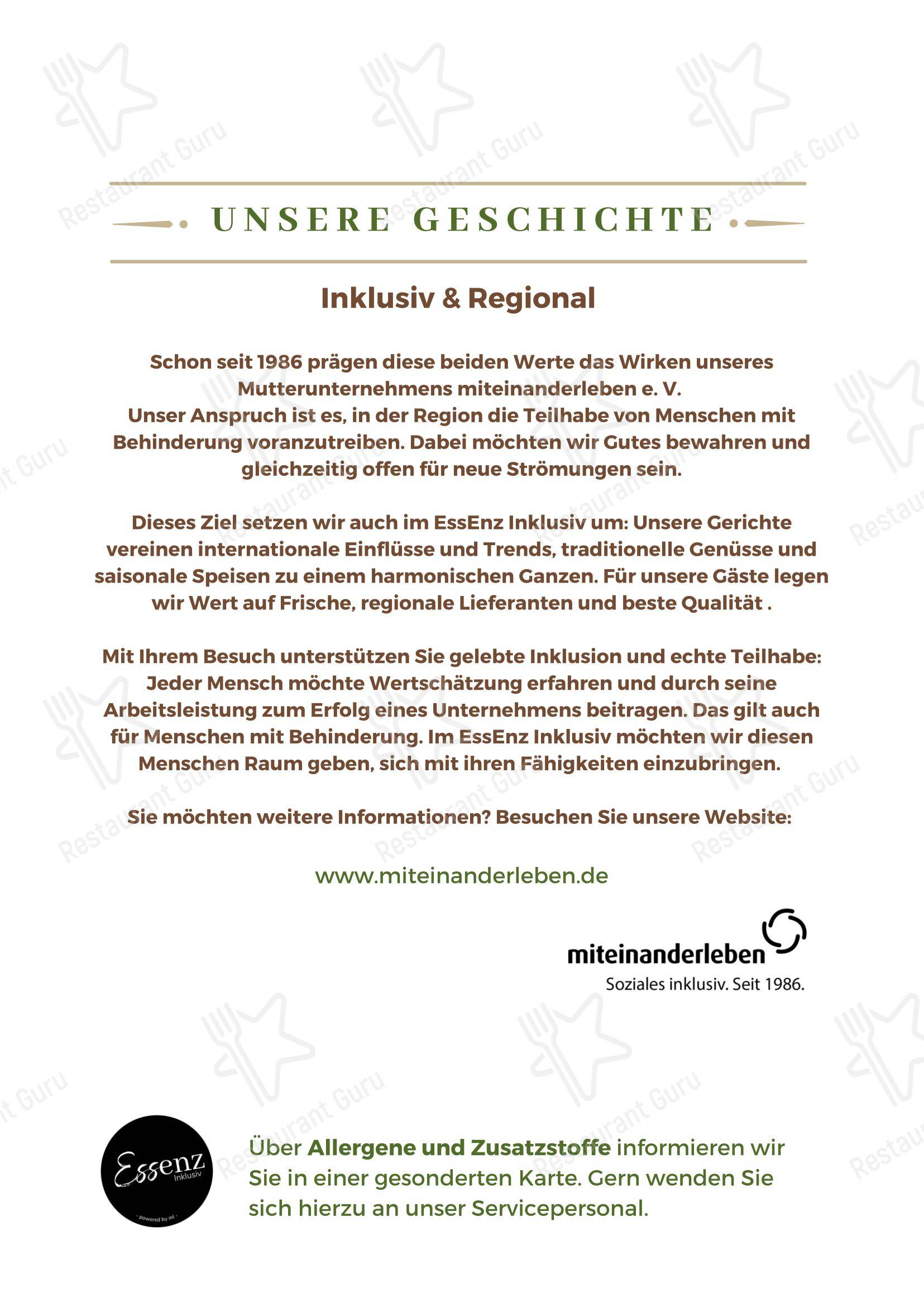 EssEnz Inklusiv Mühlacker в Мюлаккере - 菜单