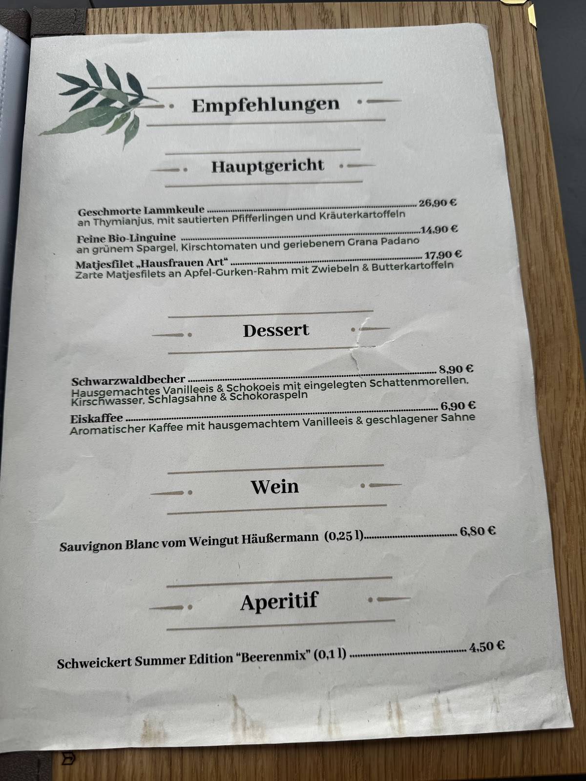 EssEnz Inklusiv Mühlacker меню
