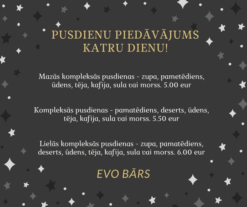 Evo Bārs меню