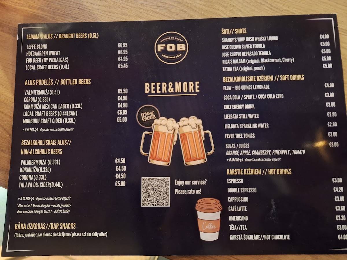 FOB bar меню