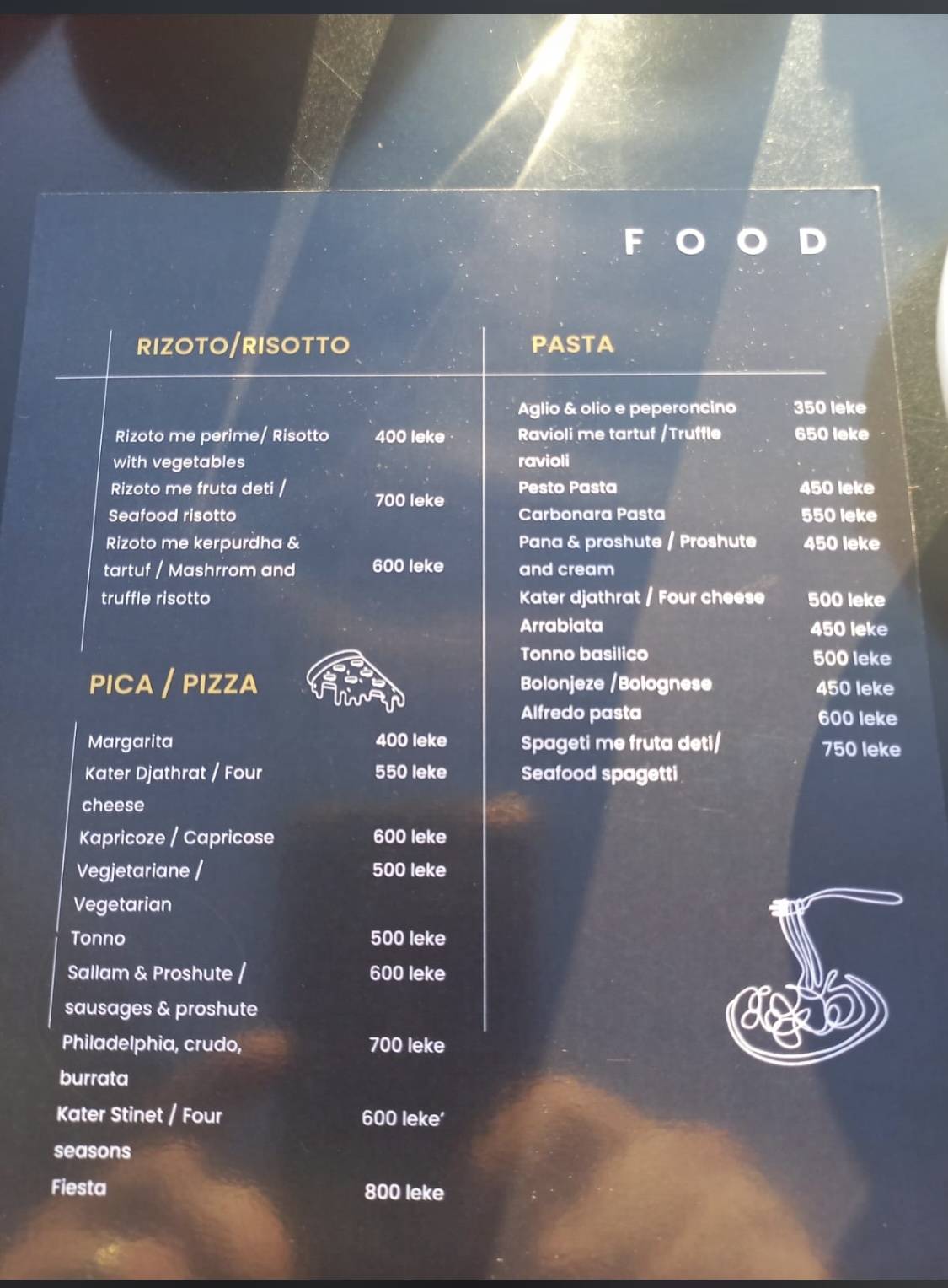 Fiesta Restaurant Traditional & Italian меню
