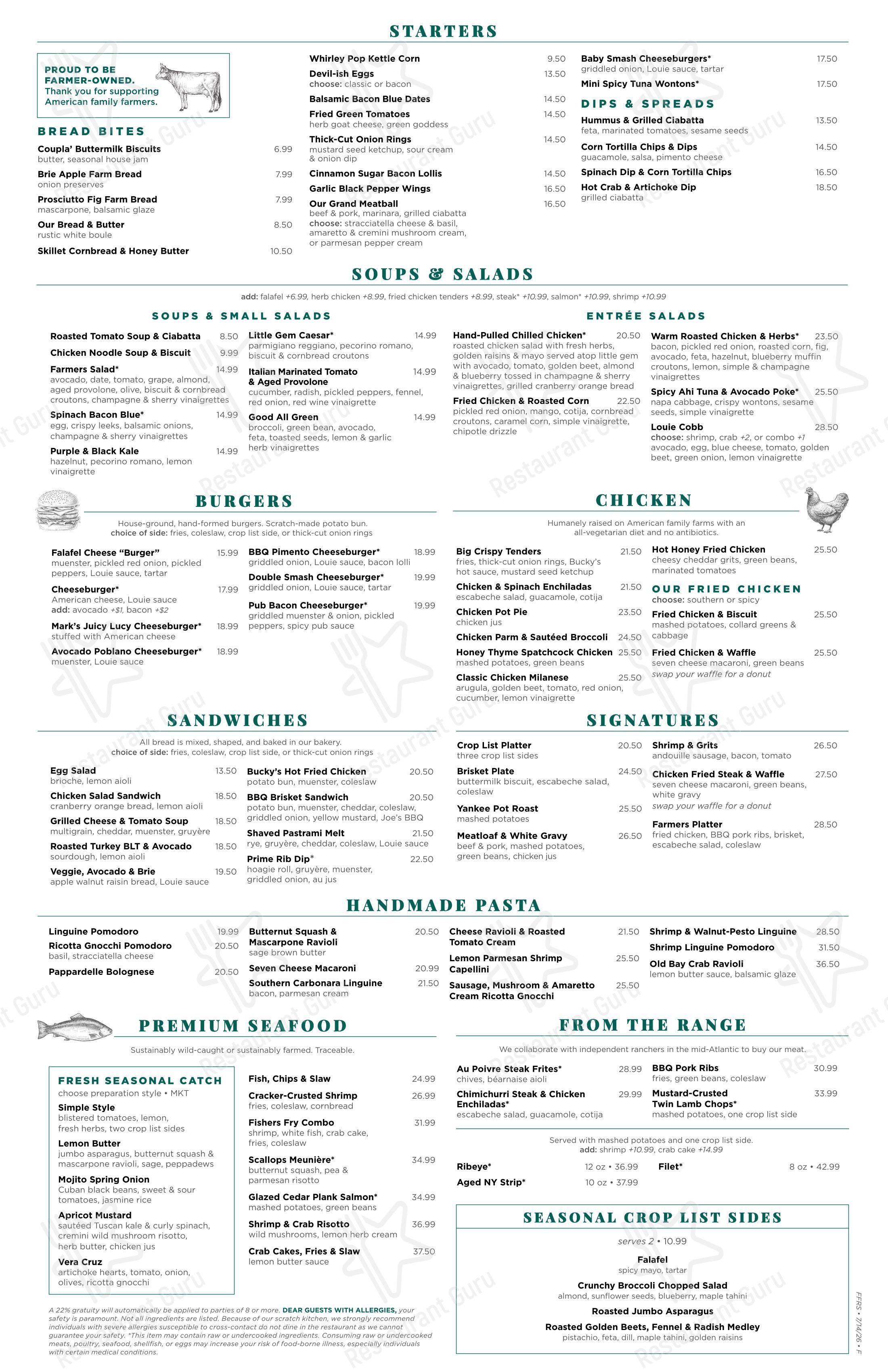 Takeaway Menu ресторана Founding Farmers Reston Station в Рестоне