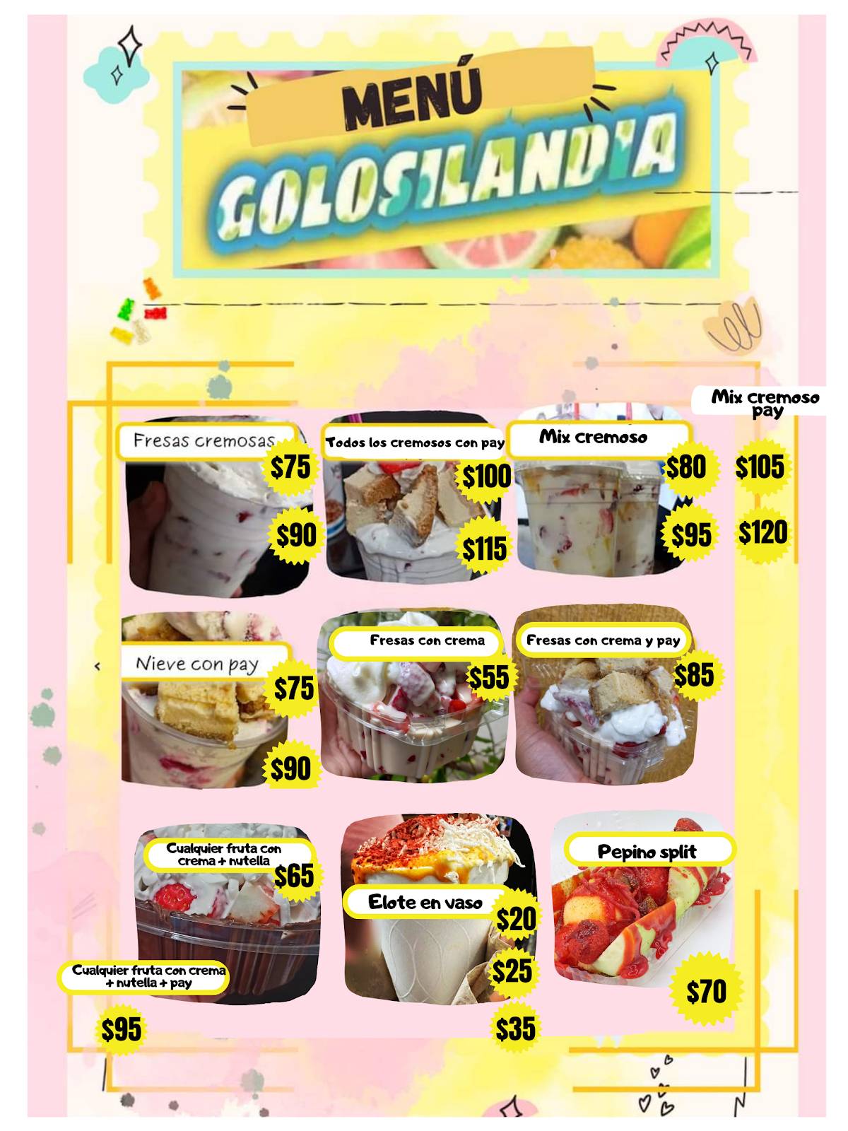 GOLOSILANDIA SNACK меню