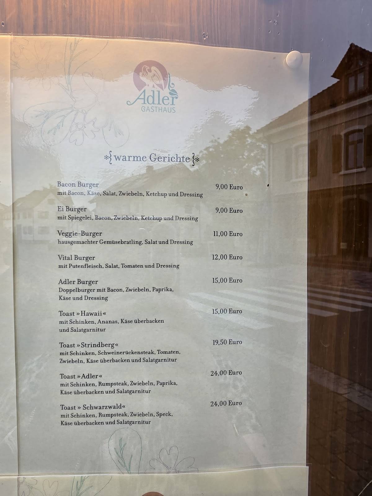 Gasthaus Adler меню
