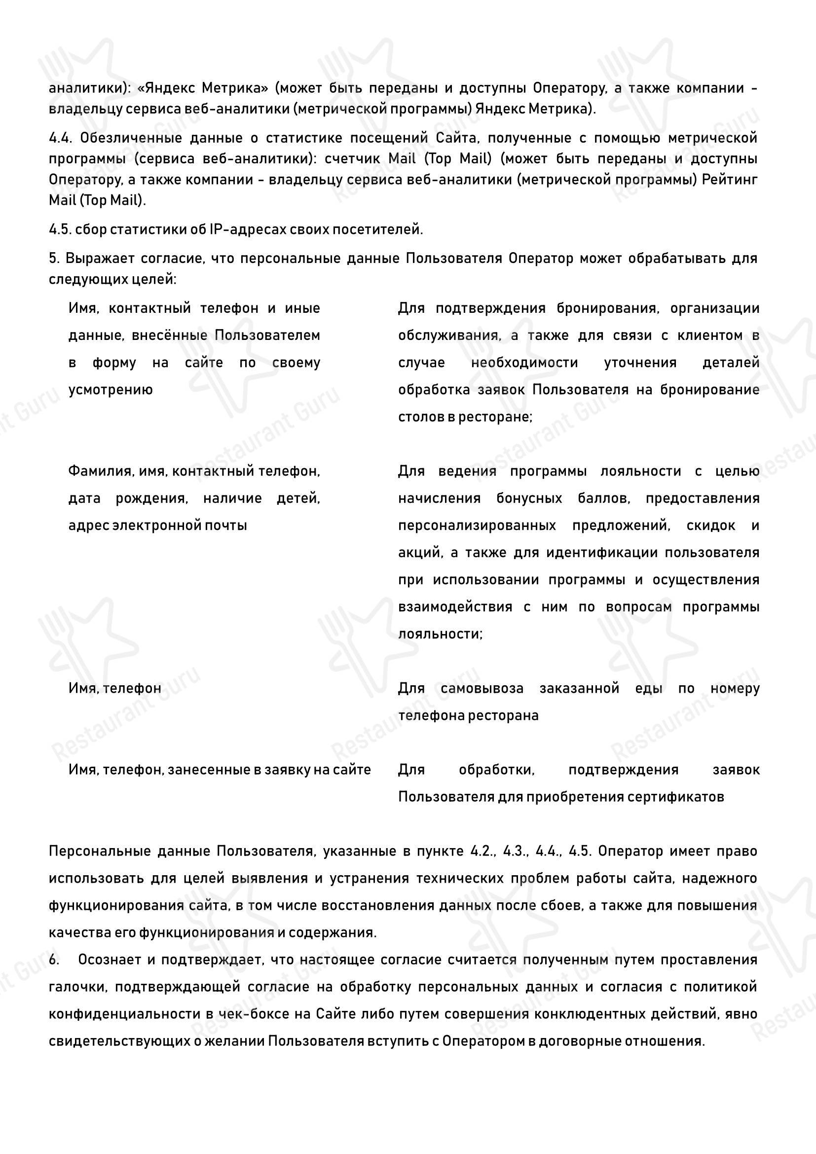 Меню ресторана Где нас нет - Меню