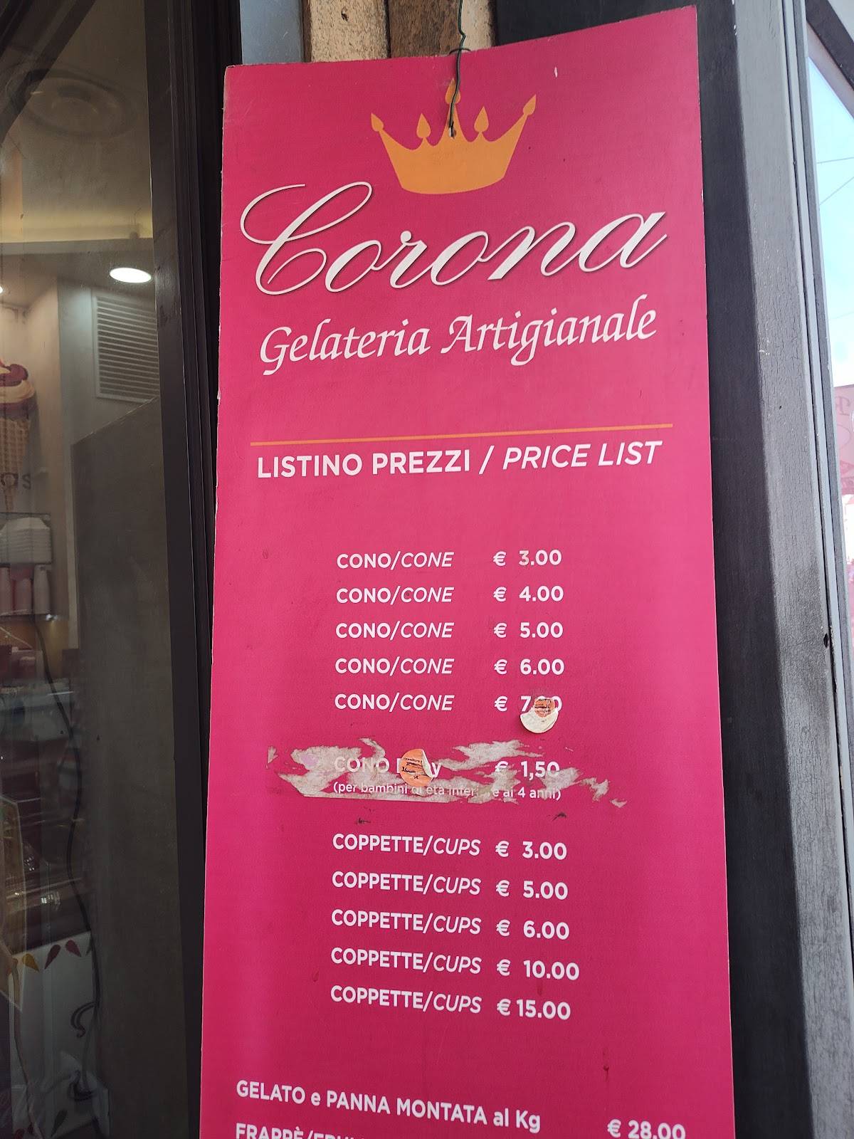 Gelateria Artigianale Corona Roma меню
