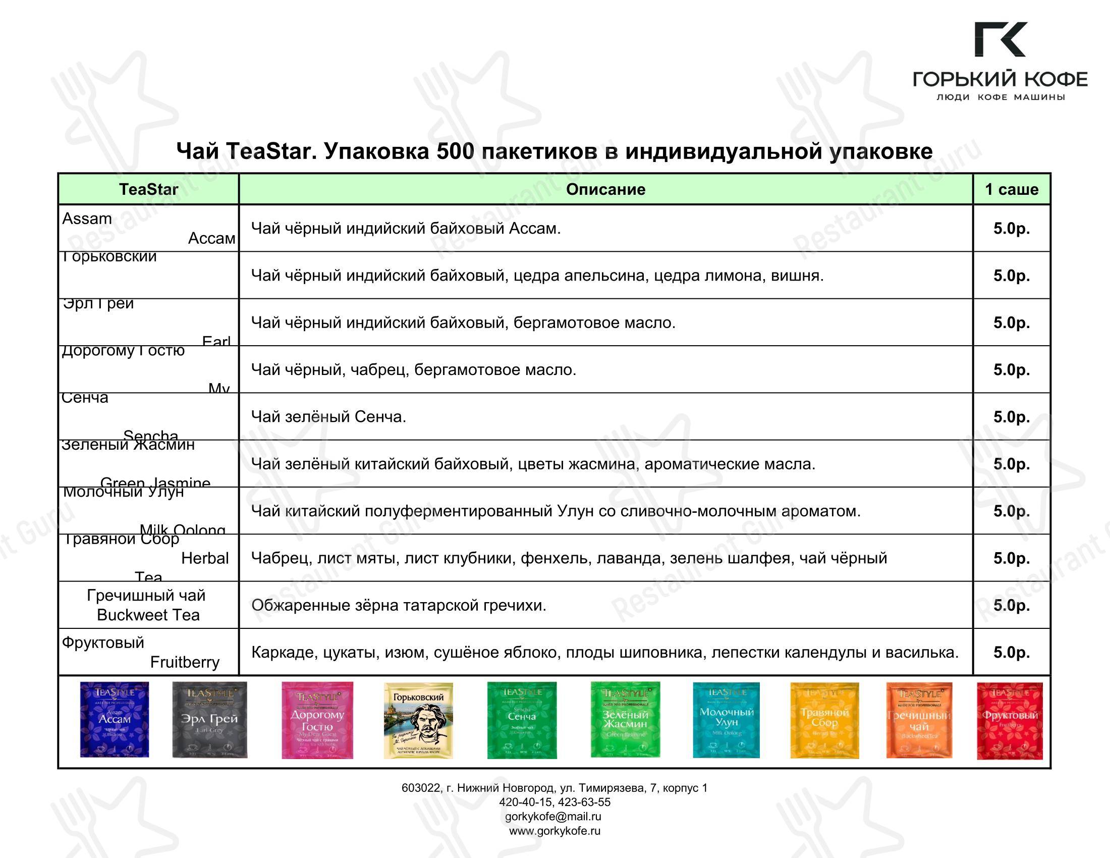 Gorky Coffee в Нижнем Новгороде - Основное меню