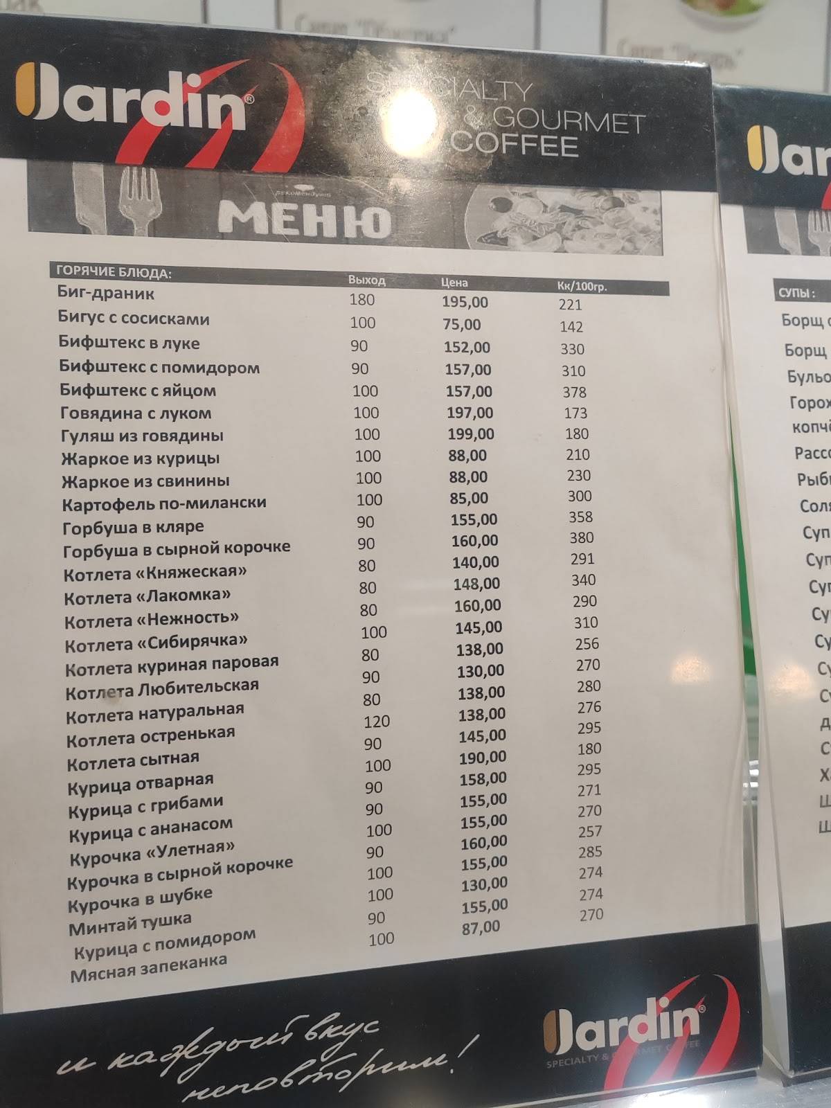 Горожанин меню