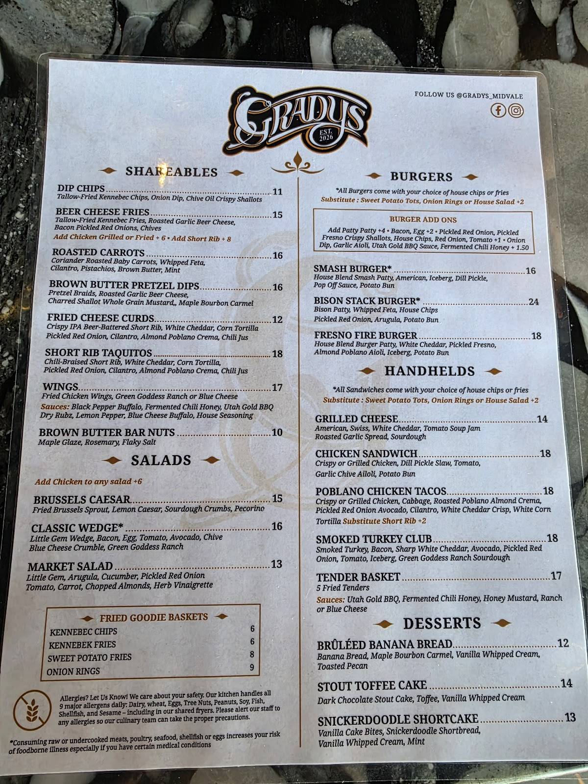 Gradys меню