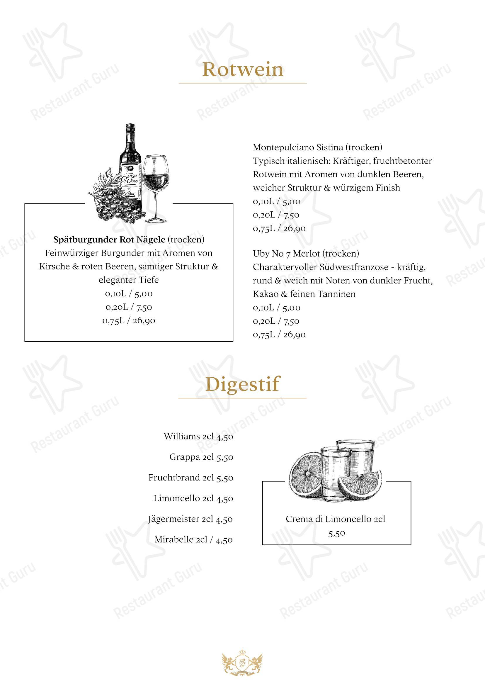 HOTEL Hofgut Imsbach Lapointe в Толае - Меню