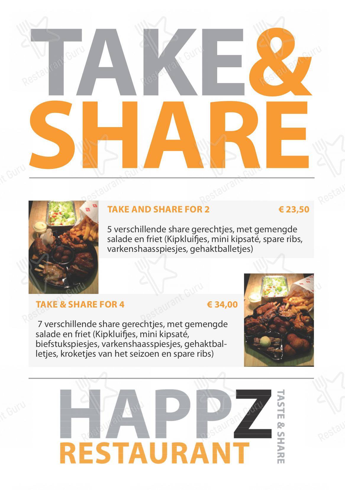 Takeaway Menu ресторана Happz Restaurant в Reeuwijk