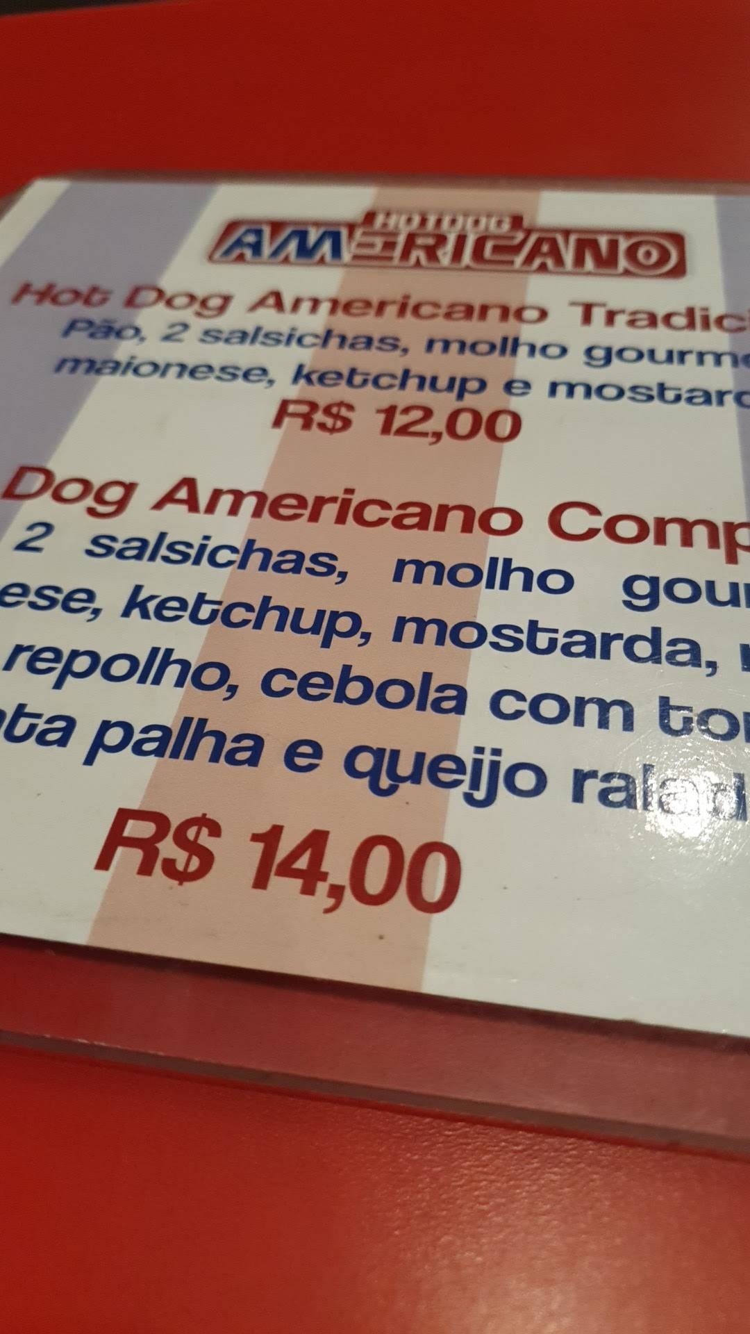 Hot Dog Americano меню