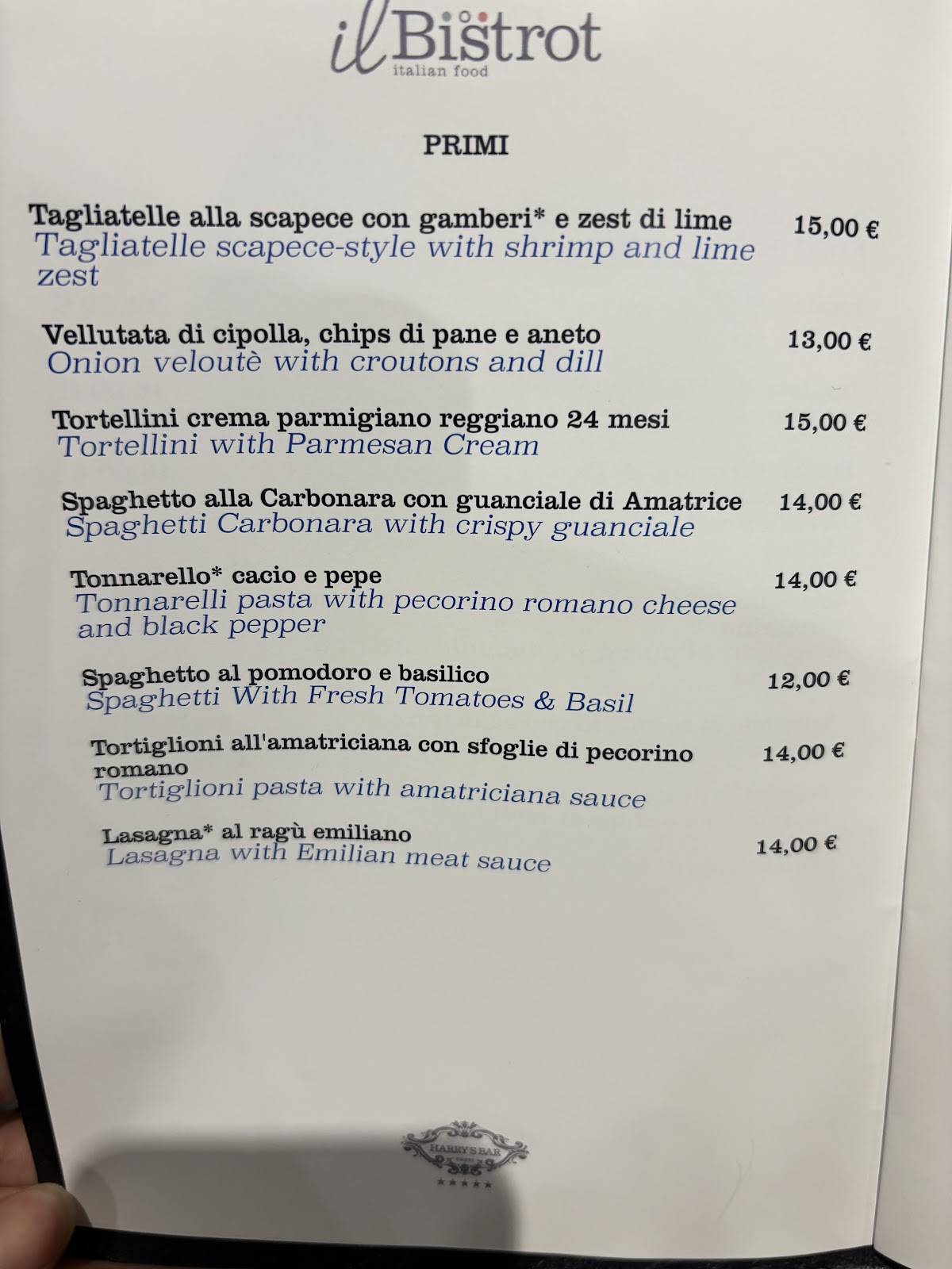 Il Bistrot - Roma Trevi меню