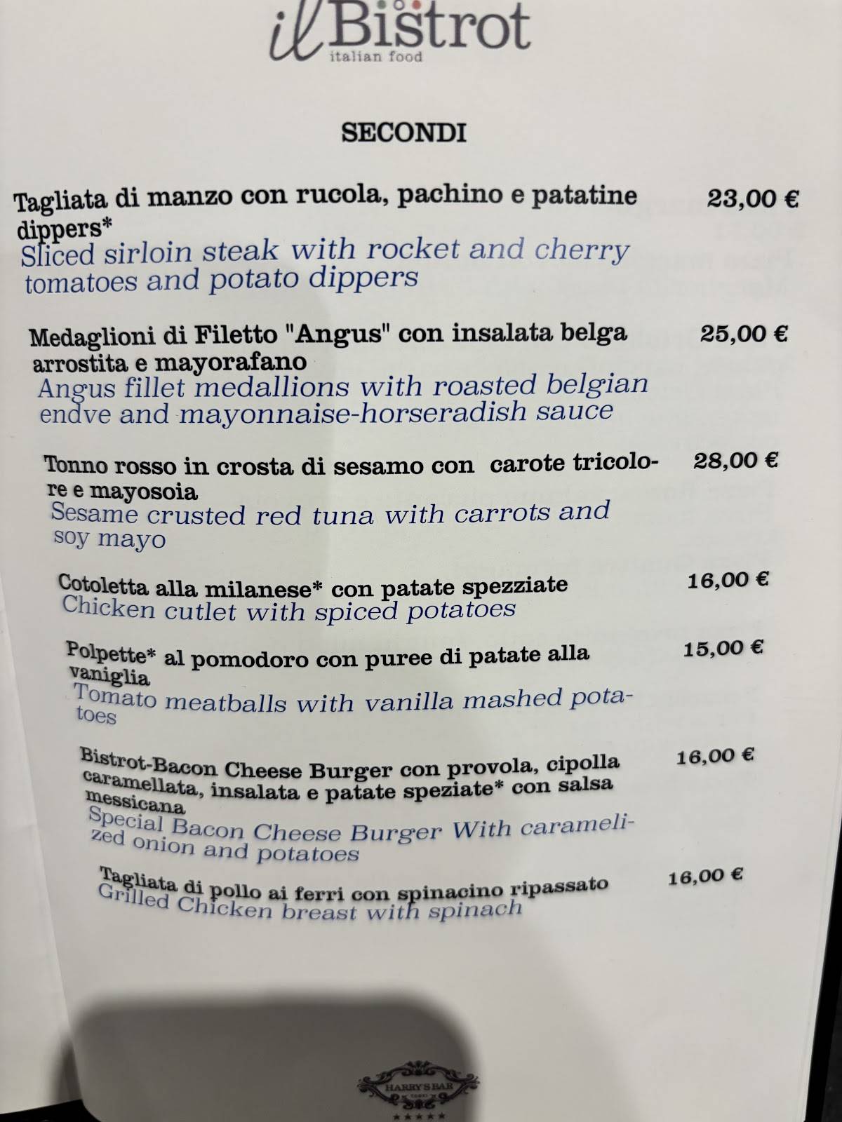 Il Bistrot - Roma Trevi меню