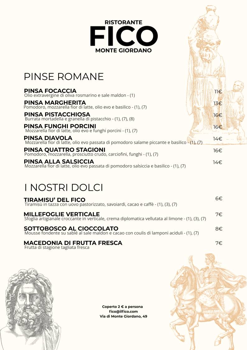 Il Fico Ristorante - Monte Giordano меню