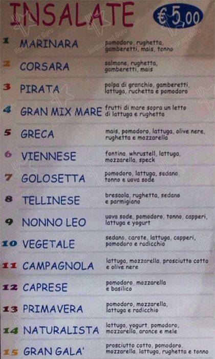 Bar Il Naturalista меню