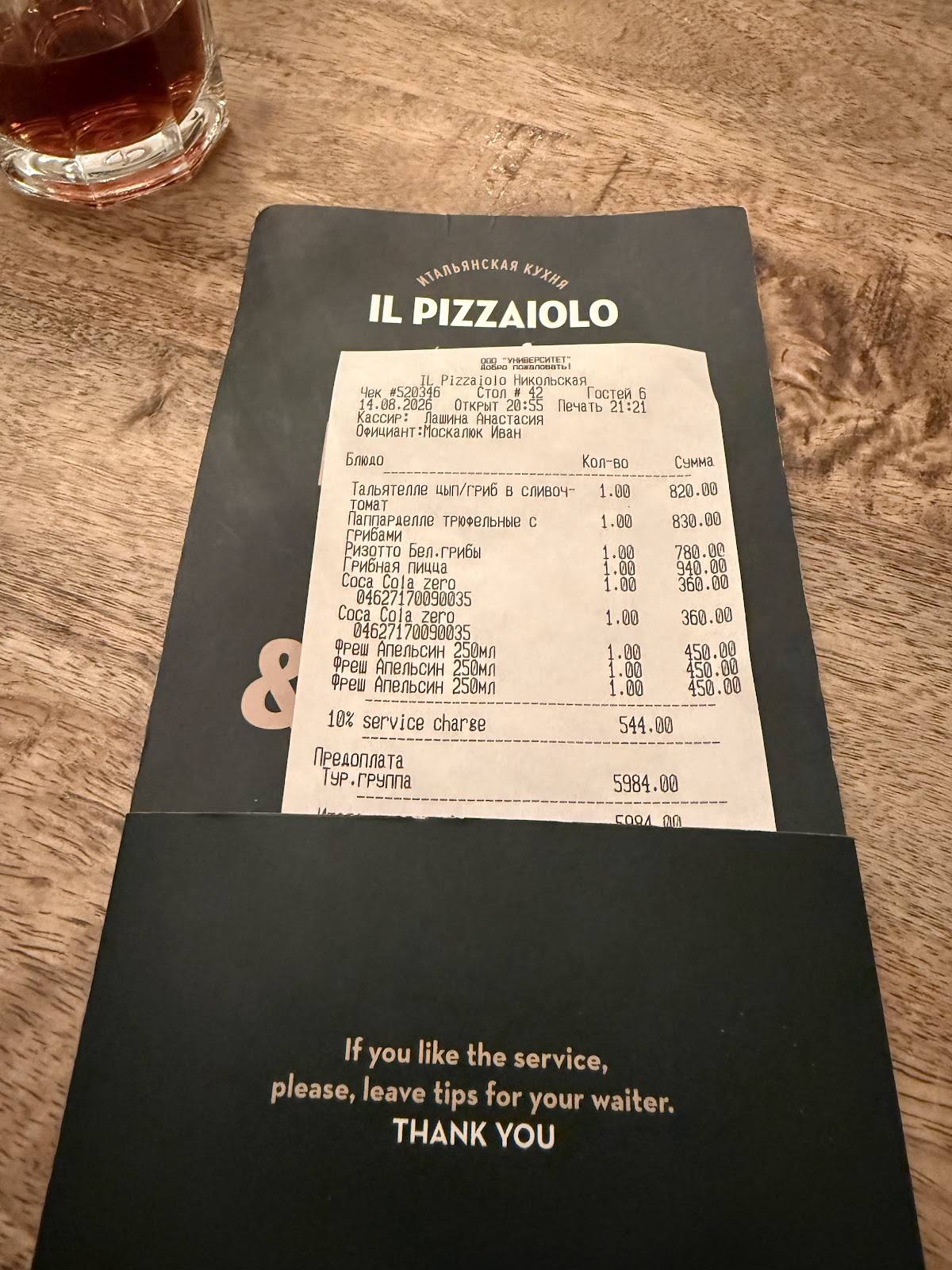 Il Pizzaiolo меню