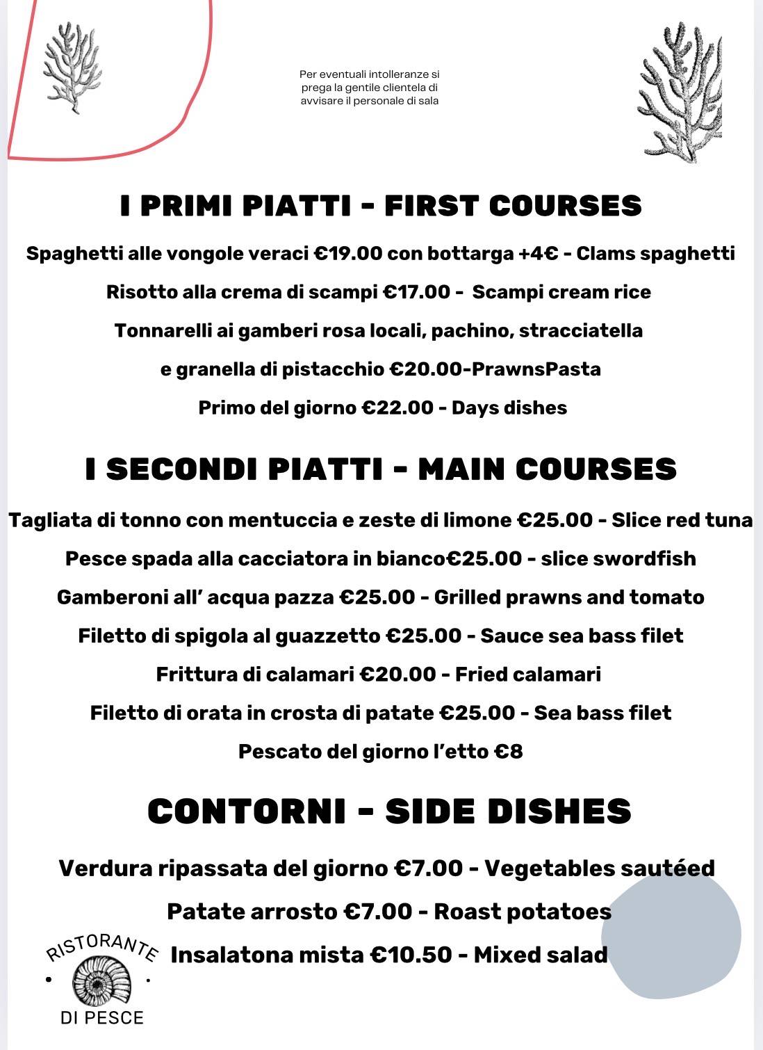 Ristorante "Il Ristoro" - Pesce - Roma меню