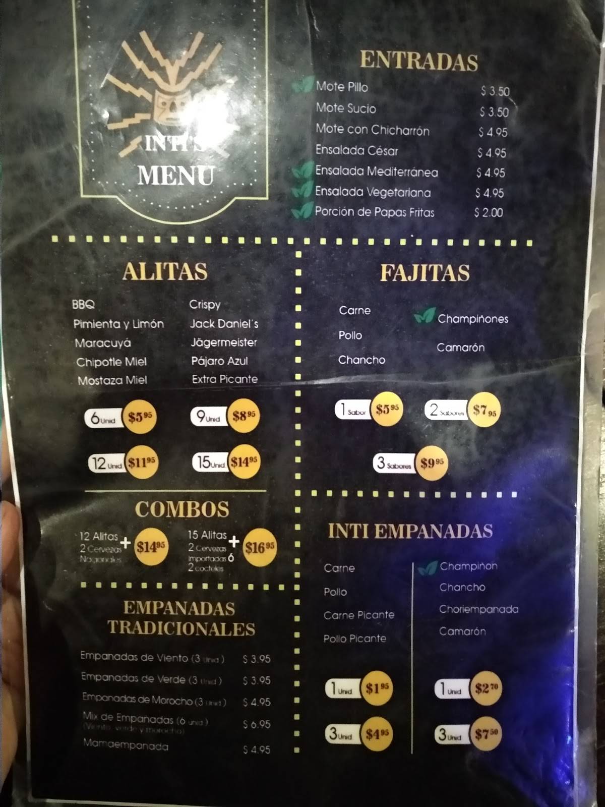 Inti's меню