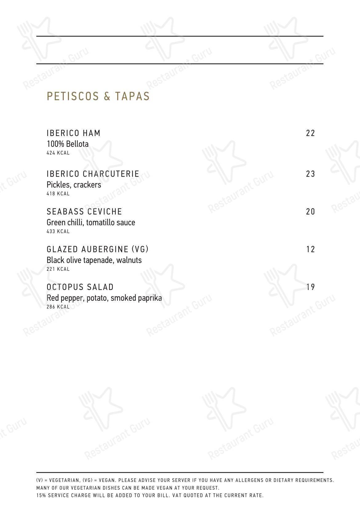 Крафт меню паба и бара JOIA Rooftop Bar в Лондоне