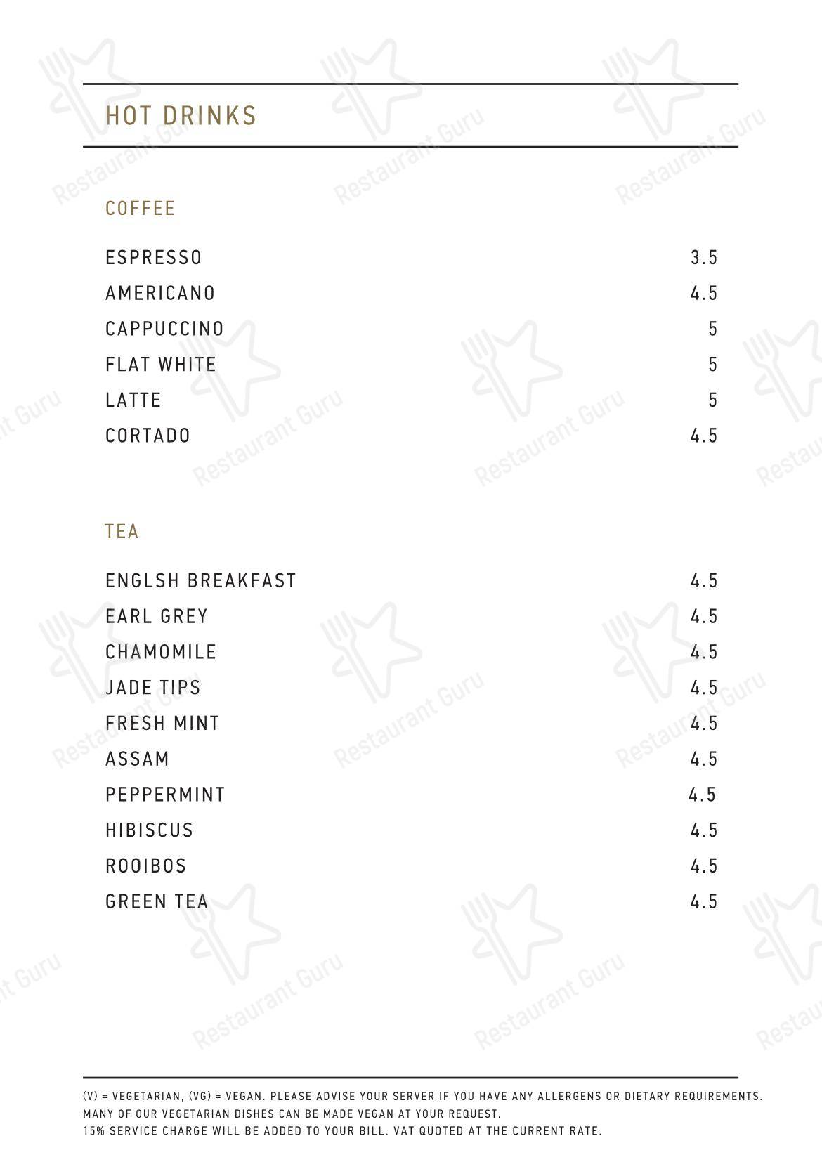 JOIA Rooftop Bar в Лондоне - Крафт меню