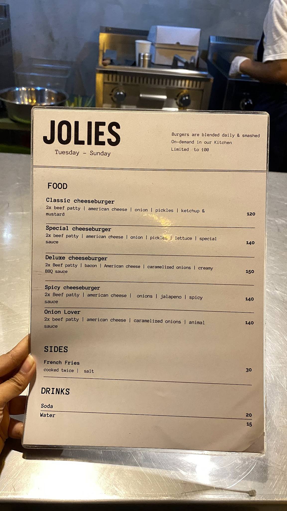 JOLIES меню