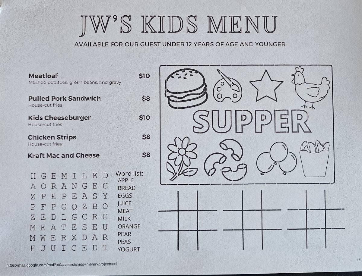 JW’s Kitchen меню