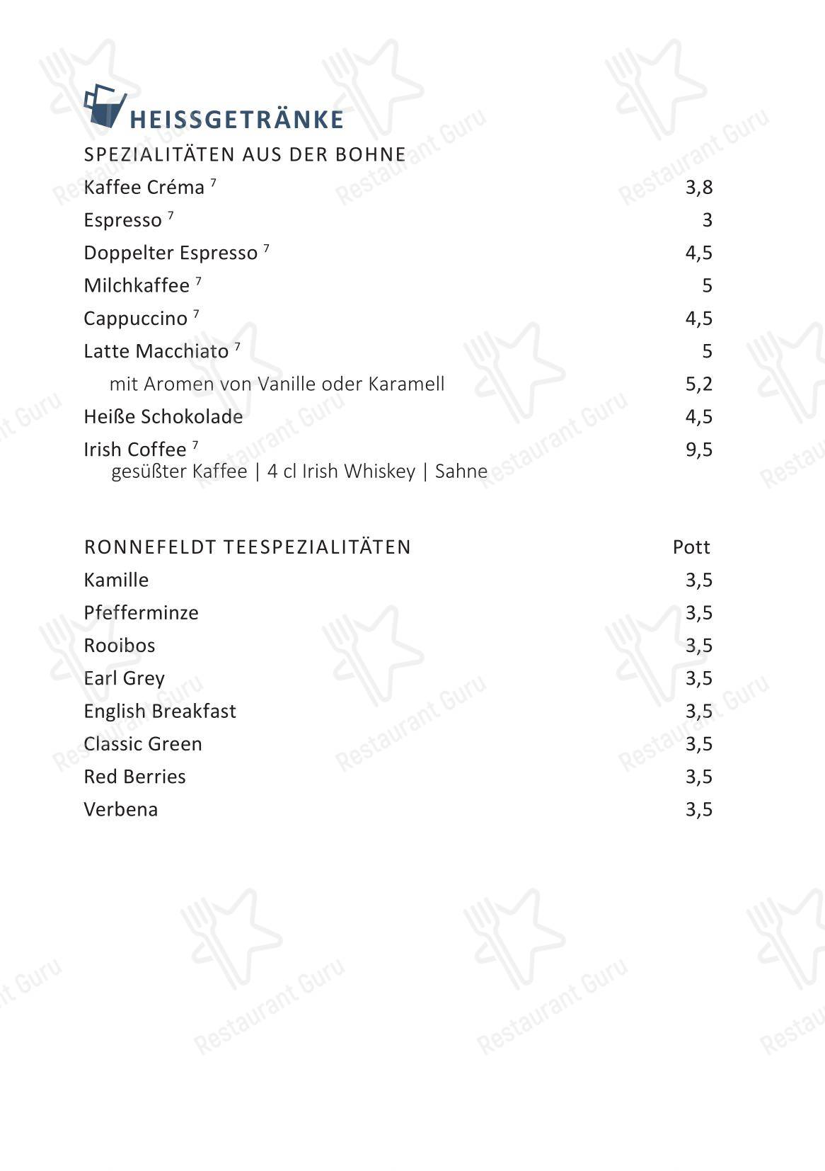 Меню паба и бара KAI40 Restaurant & Bar - Rostock - Основное меню